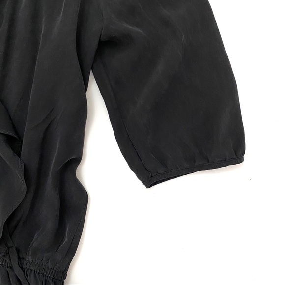 MASON Romper Black 100%  Silk Faux Wrap Romper - Picture 3 of 6
